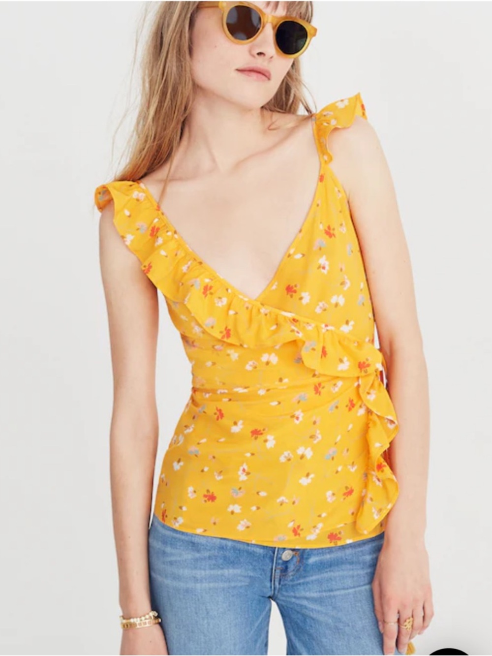 Madewell Silk Wrap Cami Top in Painted Carnations